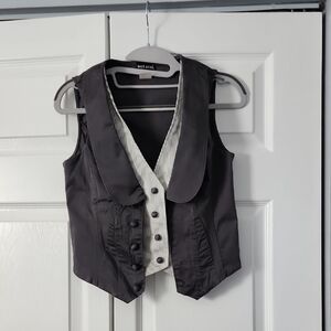 Wet Seal Dark Grey Vest with White Striped Insert